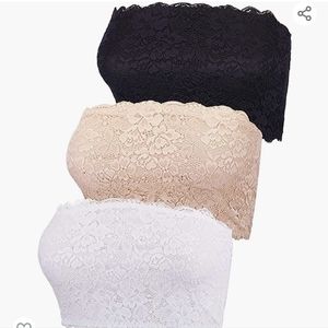 Bandeau 3 pack strapless lace bra XXL